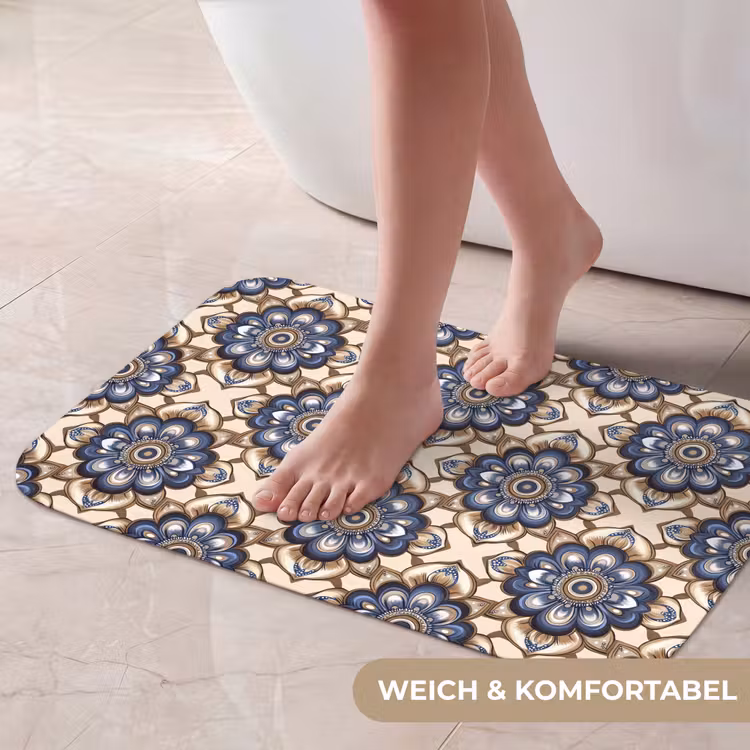 Badematte - Floral - Ornament - Blau — 5