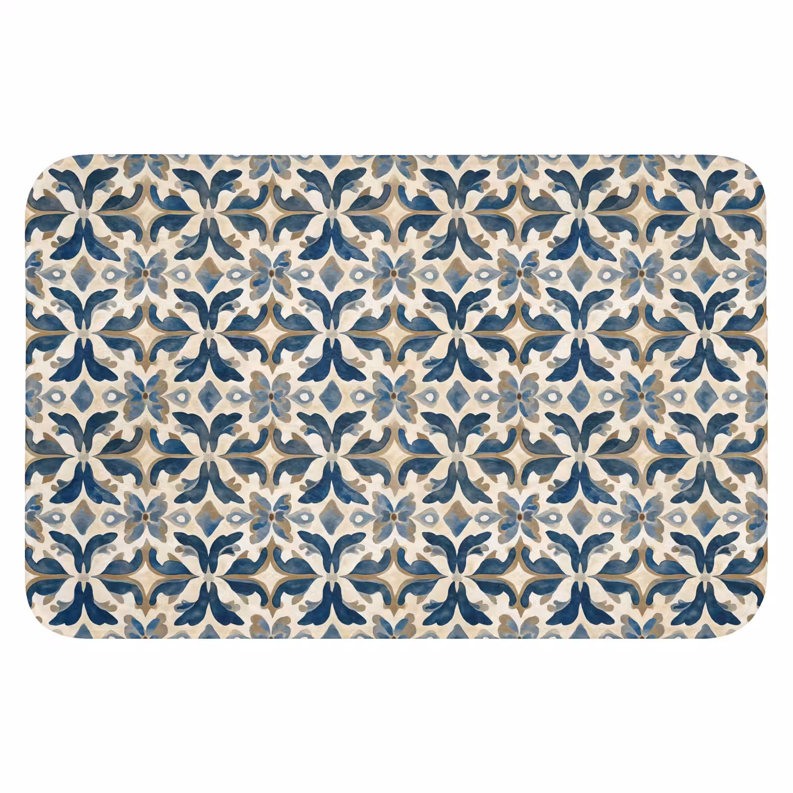 Badematte - Fliese - Muster - Blau - Beige — 1