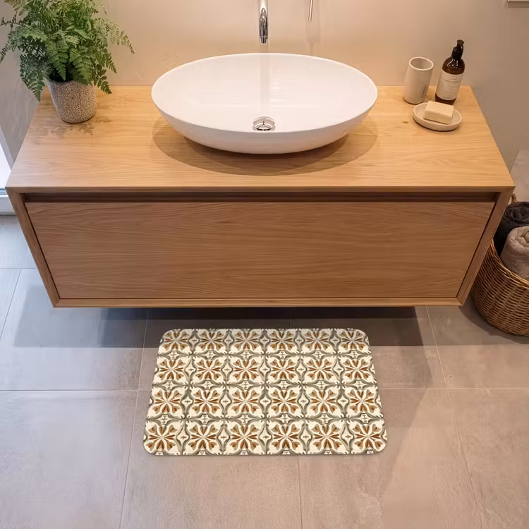 Badematte - Ornamentale Fliesen - Muster - Braun — 2