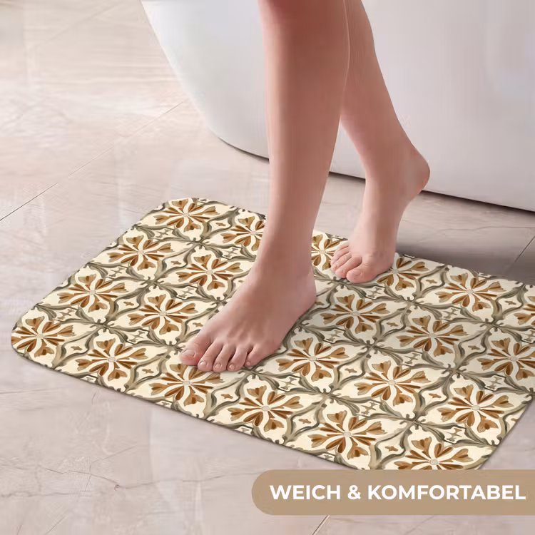 Badematte - Ornamentale Fliesen - Muster - Braun — 5