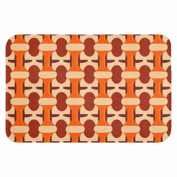Badematte - Geometrisch - Retro - Orange — 1