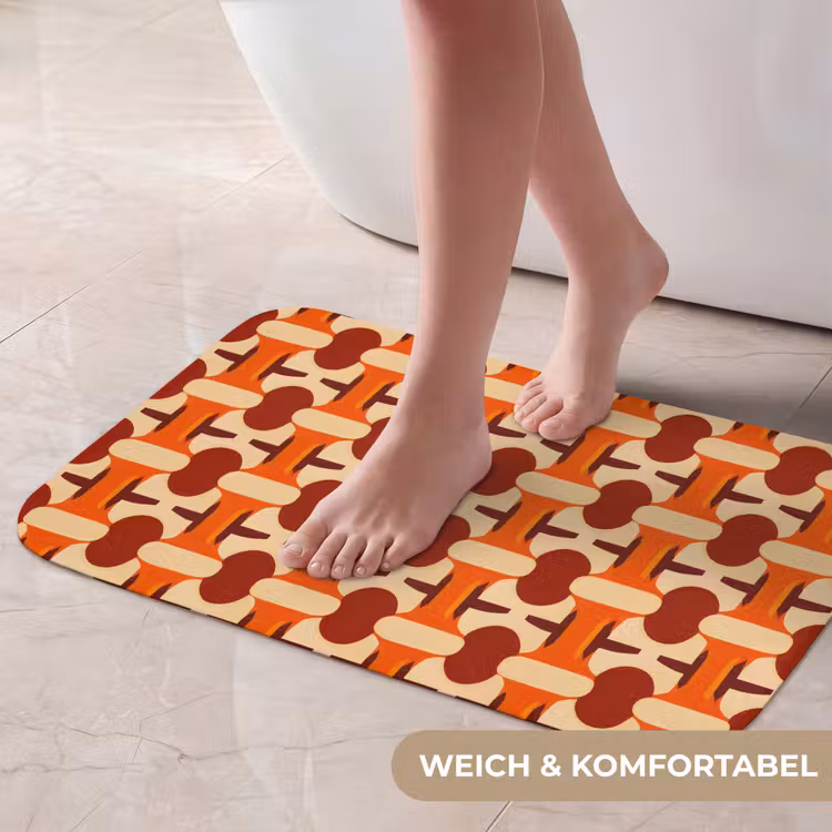 Badematte - Geometrisch - Retro - Orange — 5