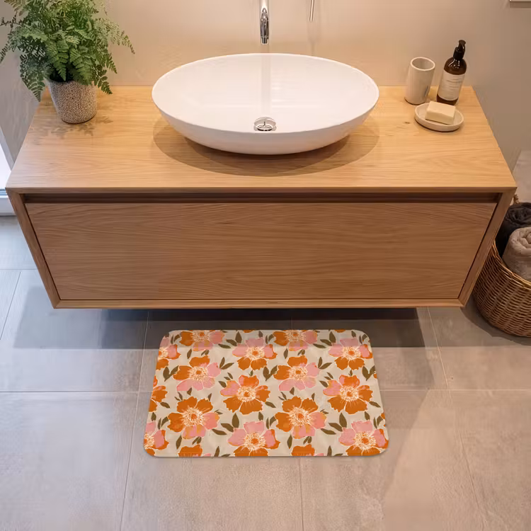 Badematte - Blumen - Motiv - Retro — 2