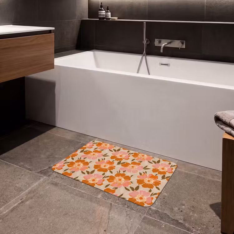 Badematte - Blumen - Motiv - Retro — 4