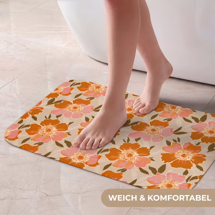 Badematte - Blumen - Motiv - Retro — 5