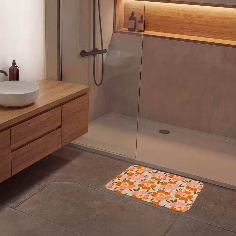 Badematte - Blumen - Motiv - Retro — 8