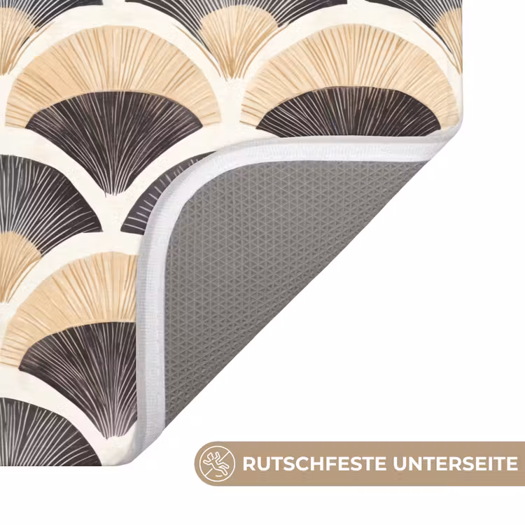 Badematte - Fächer - Muster - Schwarz - Beige — 3