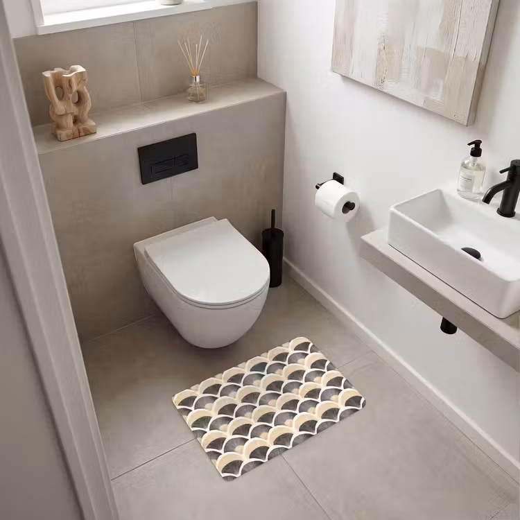 Badematte - Fächer - Muster - Schwarz - Beige — 6