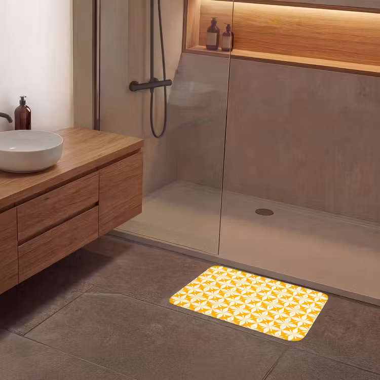 Badematte - Muster - Retro - Gelb — 8