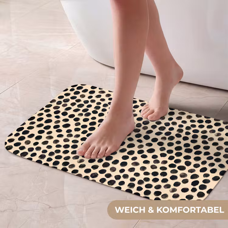 Badematte - Polka dots - Muster - Schwarz — 5