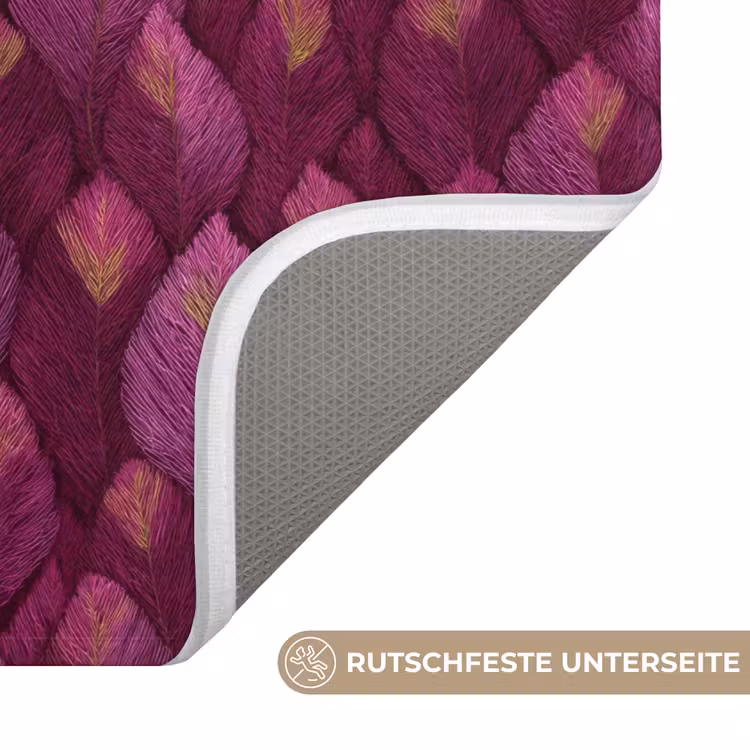 Badematte - Blätter - Muster - Burgunderrot — 3