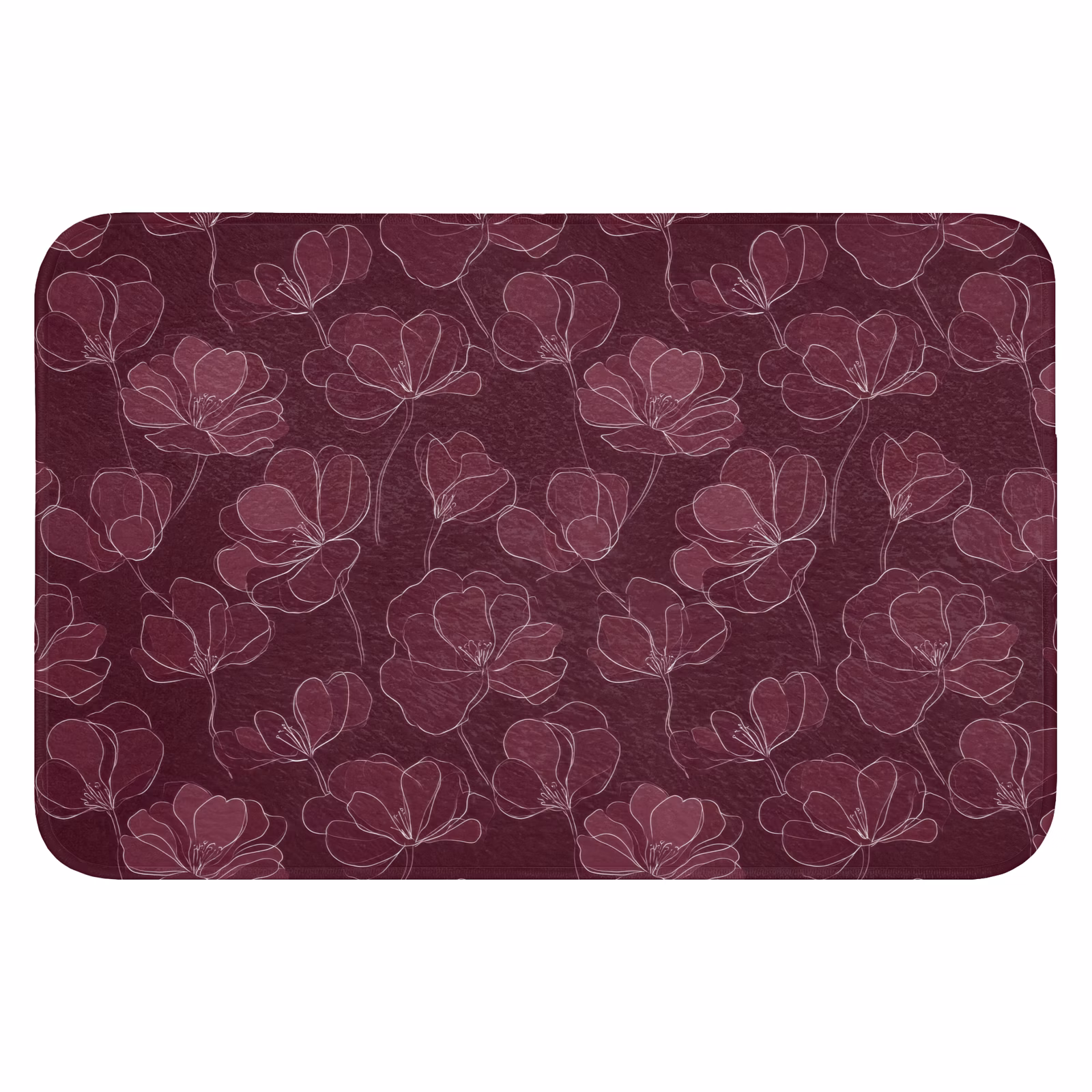 Badematte - Blumen - Muster - Burgunderrot — 1