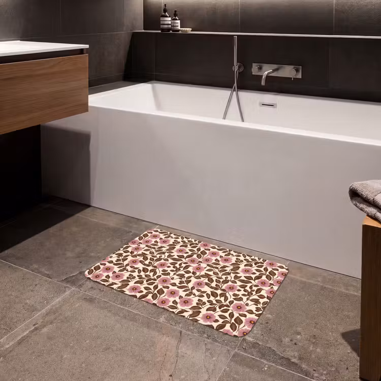 Badematte - Blumen - Blätter - Farbenfroh — 4