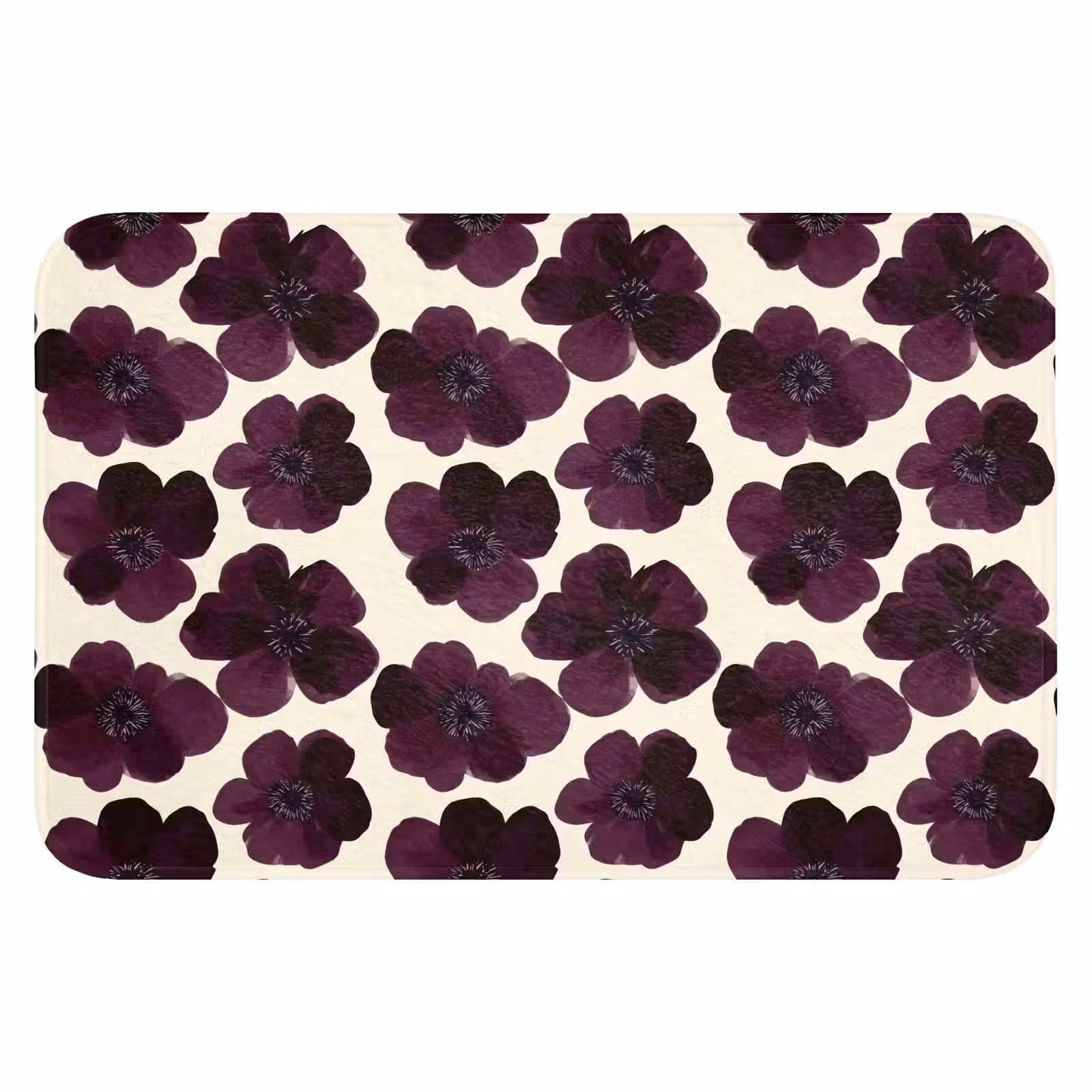 Badematte - Blumen - Aquarell - Lila — 1