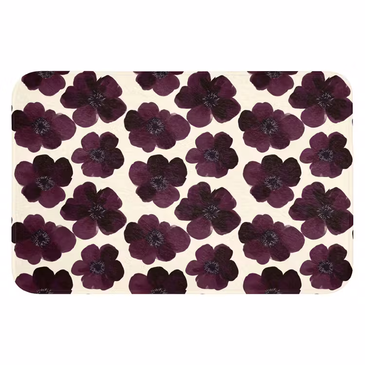 Badematte - Blumen - Aquarell - Lila — 1