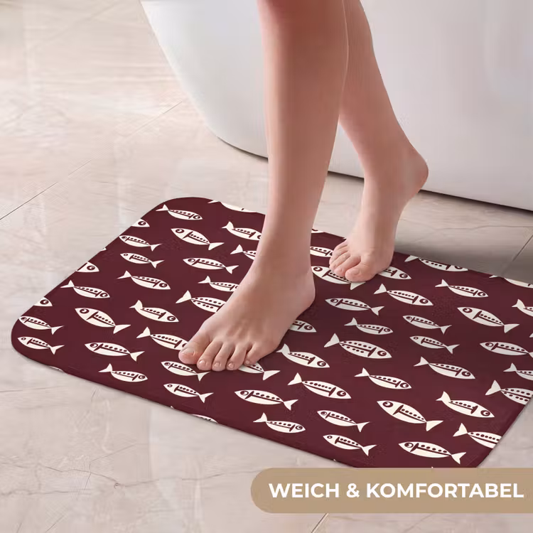 Badematte - Fisch - Grafik - Muster - Dunkel — 5