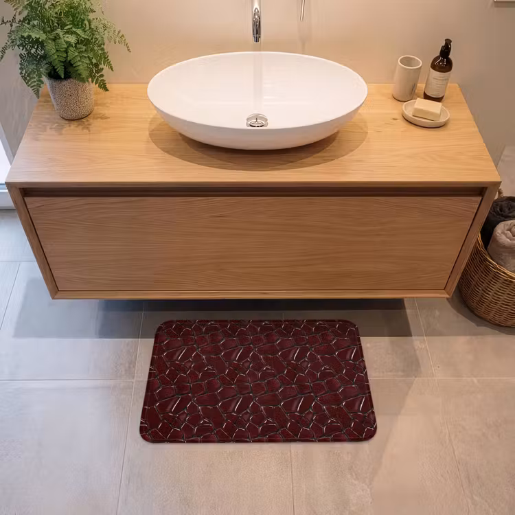 Badematte - Mosaik - Fliese - Burgunderrot — 2