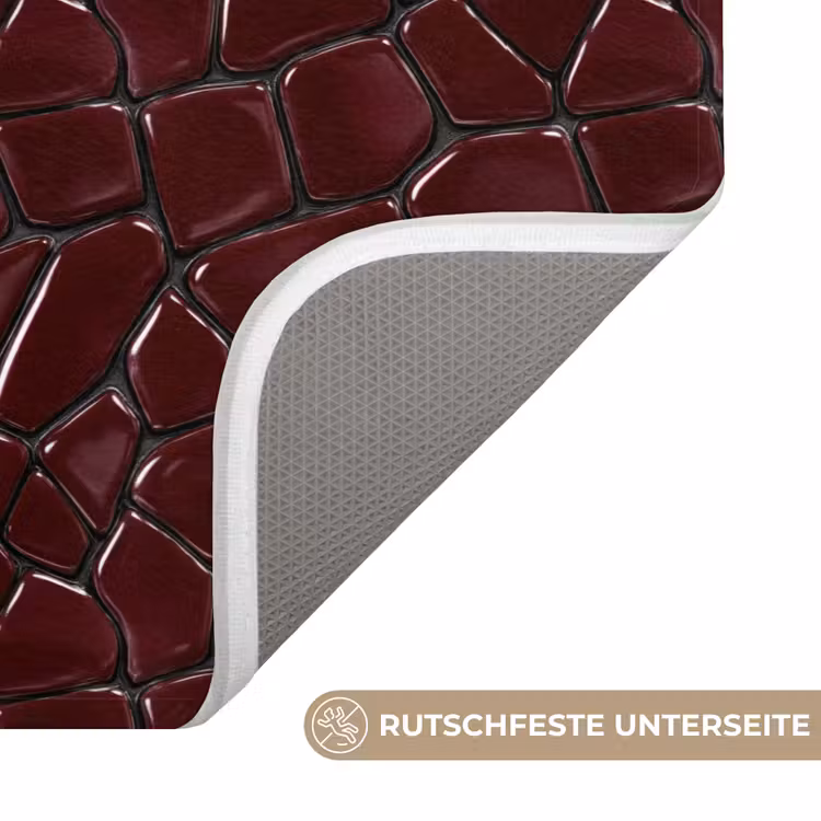 Badematte - Mosaik - Fliese - Burgunderrot — 3