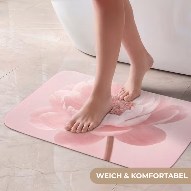 Badematte - Blume - Pfingstrose - Rosa — 5