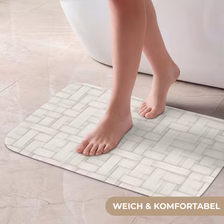 Badematte - Flechtwerk - Streifen - Beige — 5