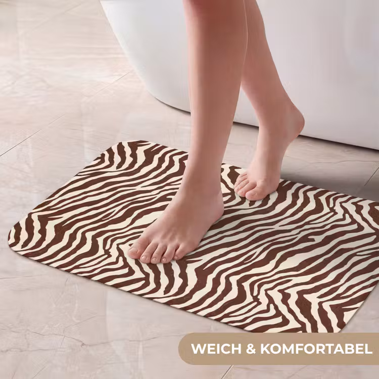 Badematte - Zebra - Muster - Schwarz - Weiß — 5