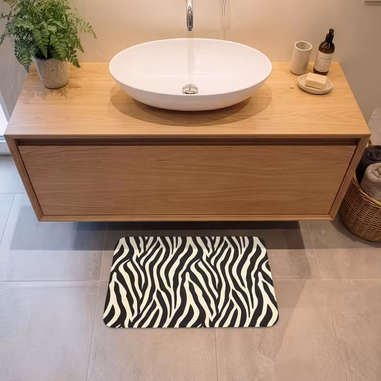 Badematte - Zebra - Druck - Klassisch - Schwarz — 2