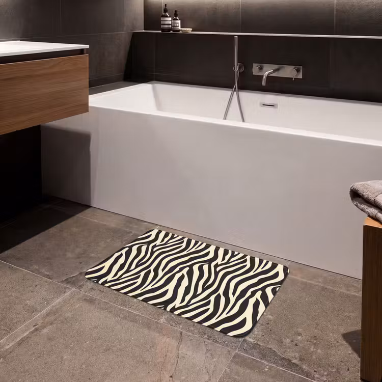 Badematte - Zebra - Druck - Klassisch - Schwarz — 4