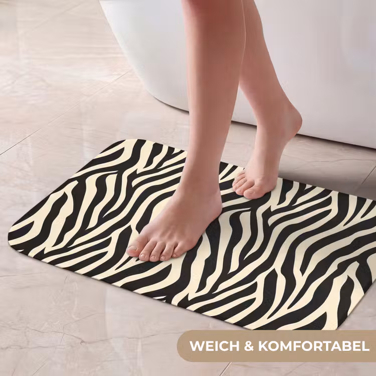Badematte - Zebra - Druck - Klassisch - Schwarz — 5
