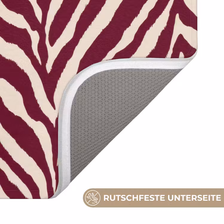 Badematte - Zebra - Motiv - Bordeaux - Rot — 3