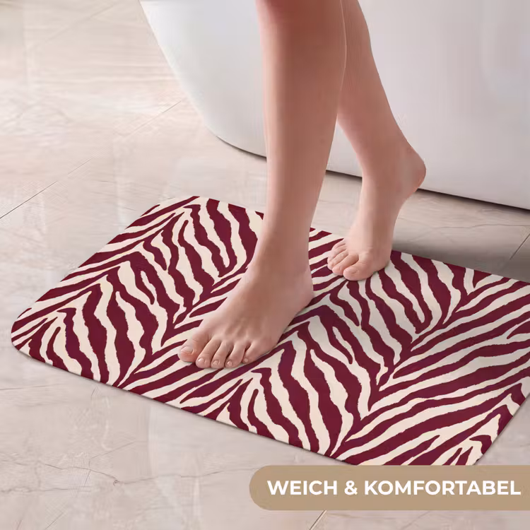 Badematte - Zebra - Motiv - Bordeaux - Rot — 5