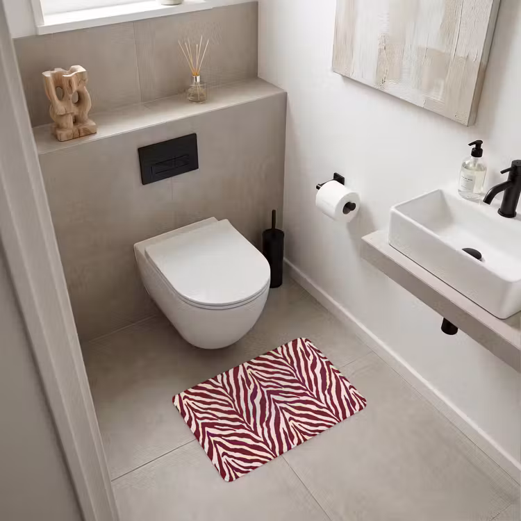 Badematte - Zebra - Motiv - Bordeaux - Rot — 6
