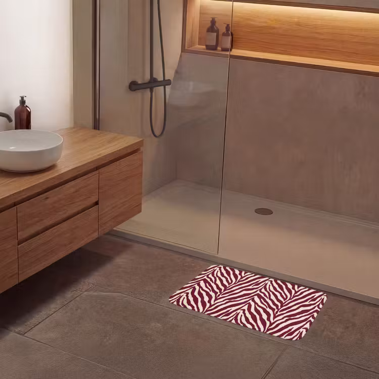 Badematte - Zebra - Motiv - Bordeaux - Rot — 8