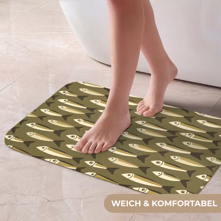 Badematte - Fisch - Muster - Grün — 5