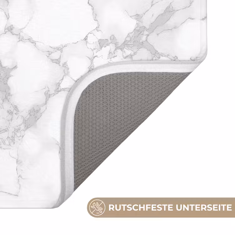 Badematte - Weiß - Marmor - Grau — 3