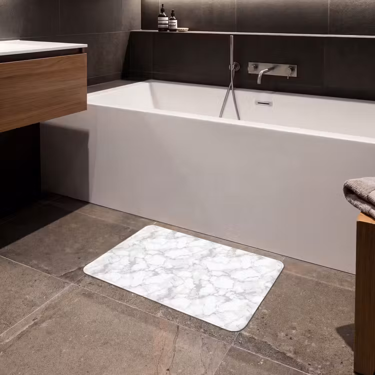 Badematte - Weiß - Marmor - Grau — 4