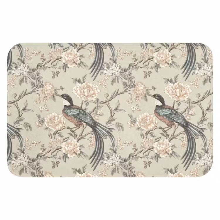 Badematte - Blume - Vogel - Farbenfroh — 1