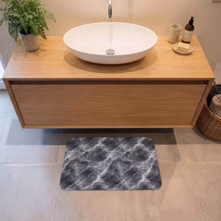 Badematte - Dunkelgrau - Blitz - Marmor — 2