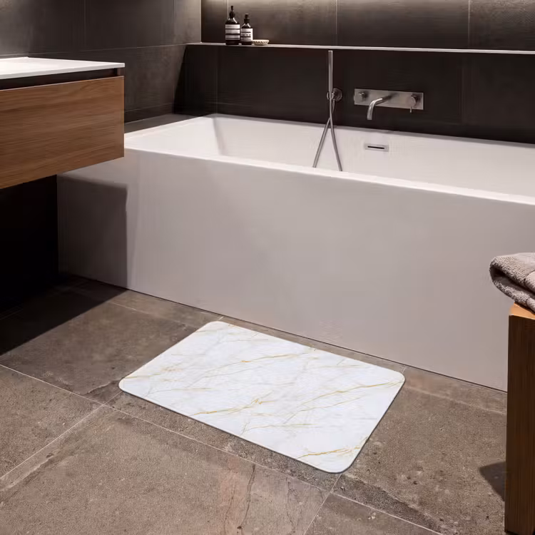Badematte - Weiß - Marmor - Gold - Luxuriös — 4
