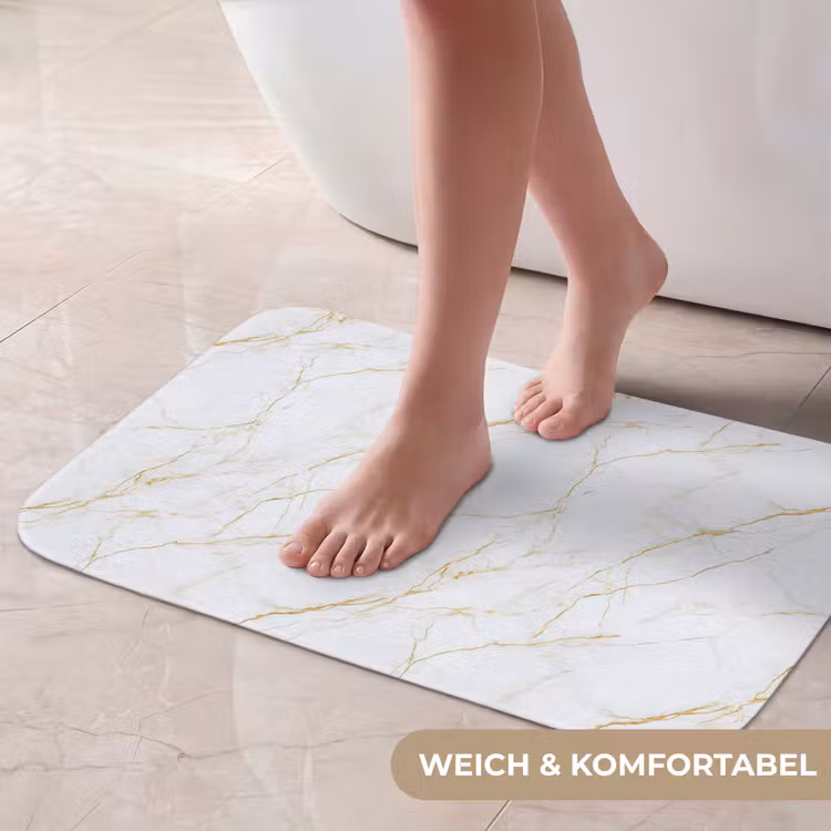 Badematte - Weiß - Marmor - Gold - Luxuriös — 5