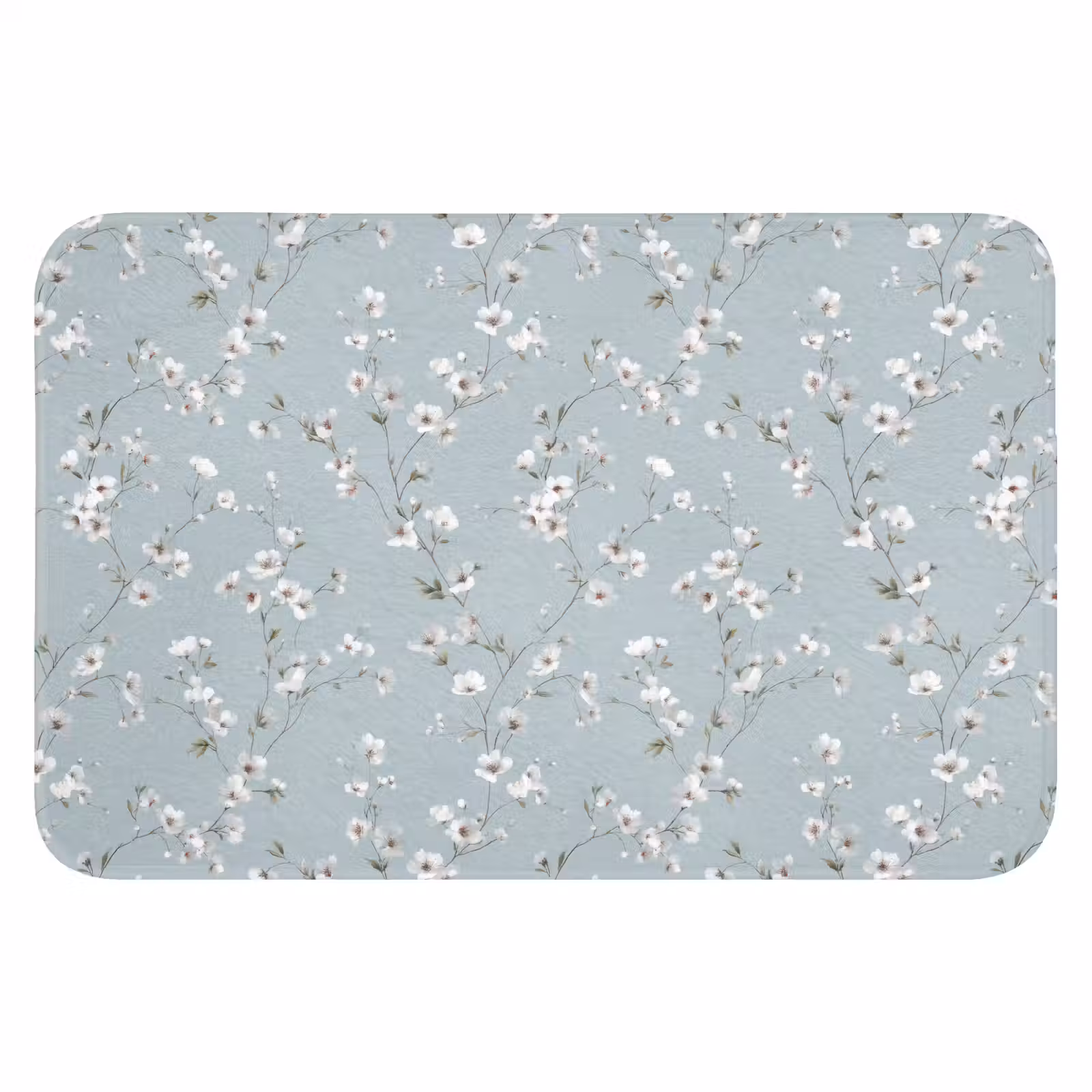 Badematte - Klassisch - Blumen - Blau — 1