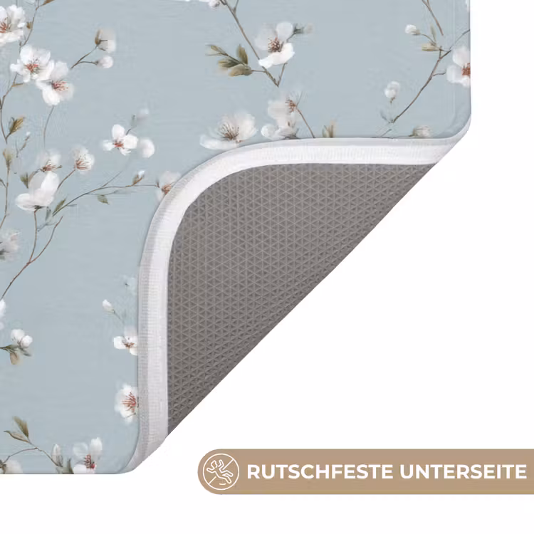 Badematte - Klassisch - Blumen - Blau — 3