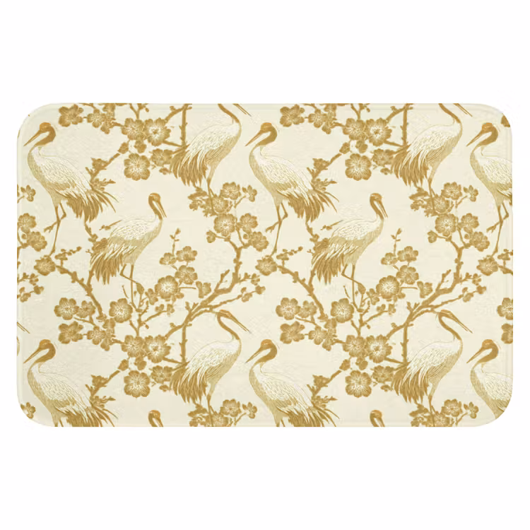 Badematte - Kraniche - Kirschblüte - Gold — 1