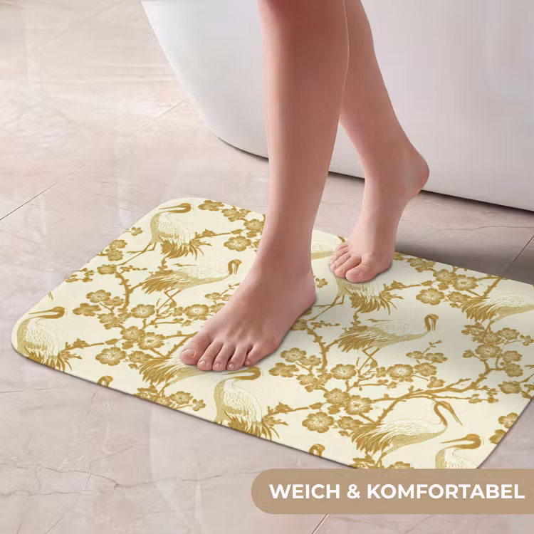 Badematte - Kraniche - Kirschblüte - Gold — 5