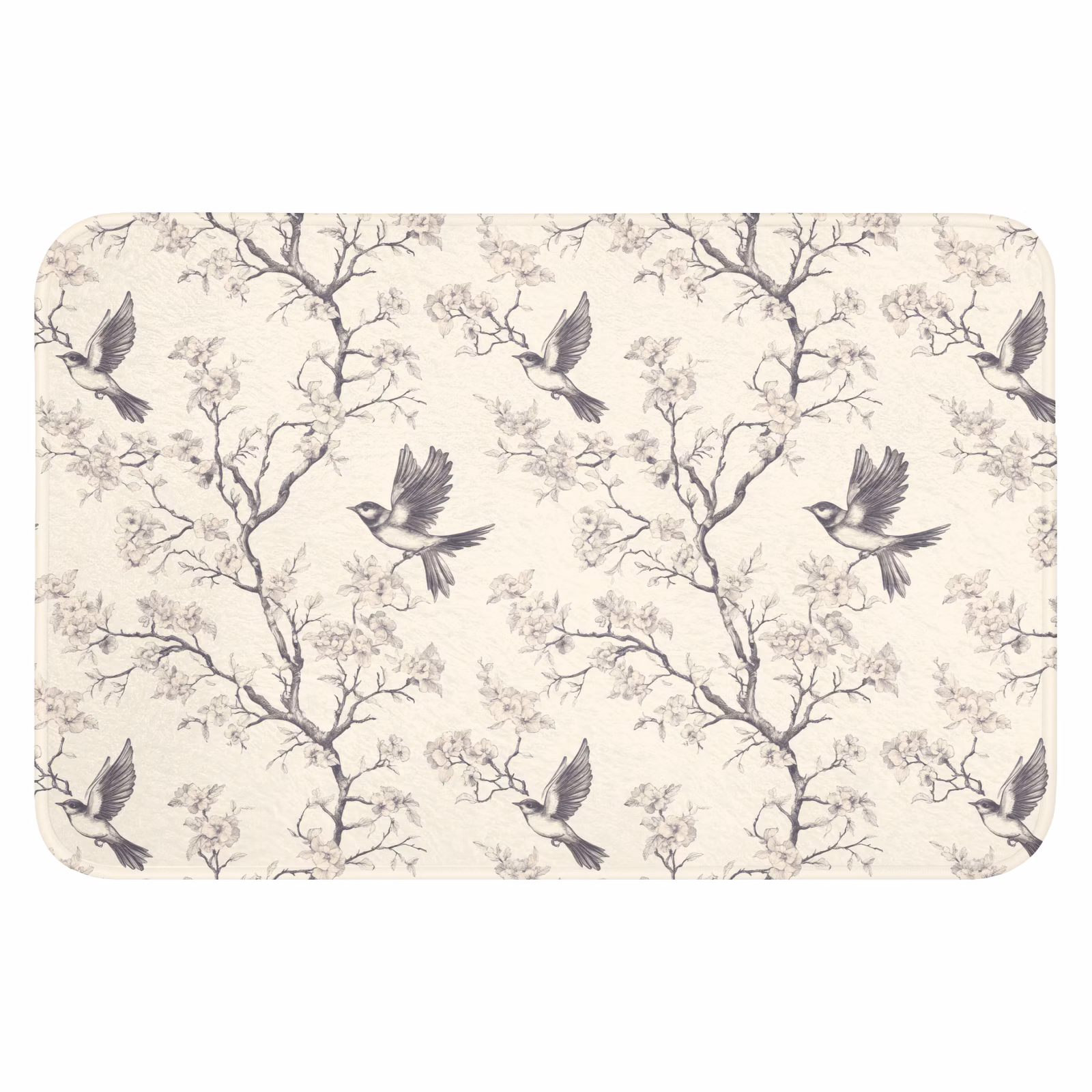 Badematte - Äste - Vögel - Beige — 1