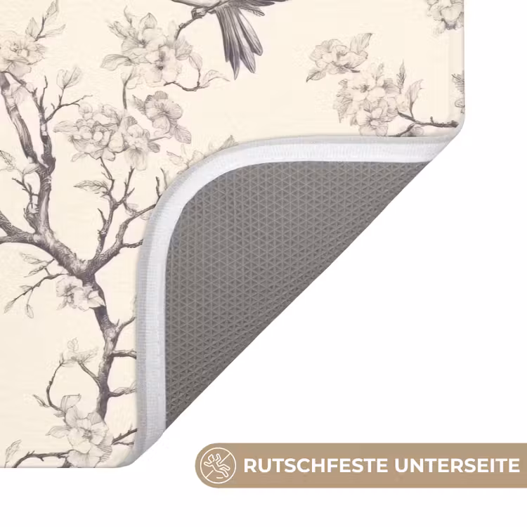Badematte - Äste - Vögel - Beige — 3