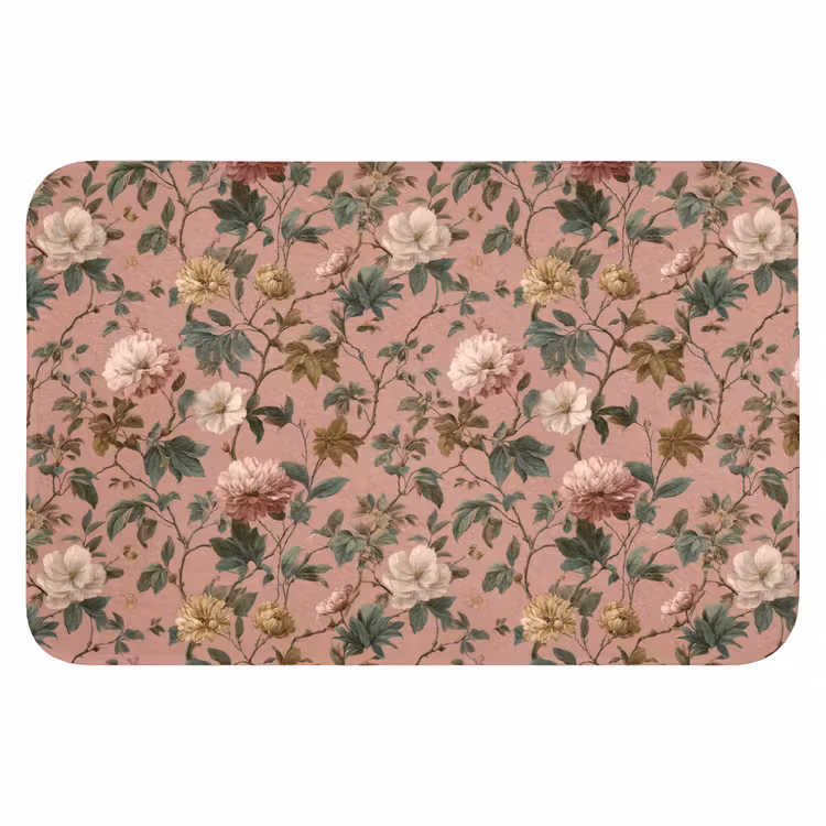 Badematte - Blumen - Klassisch - Rosa — 1