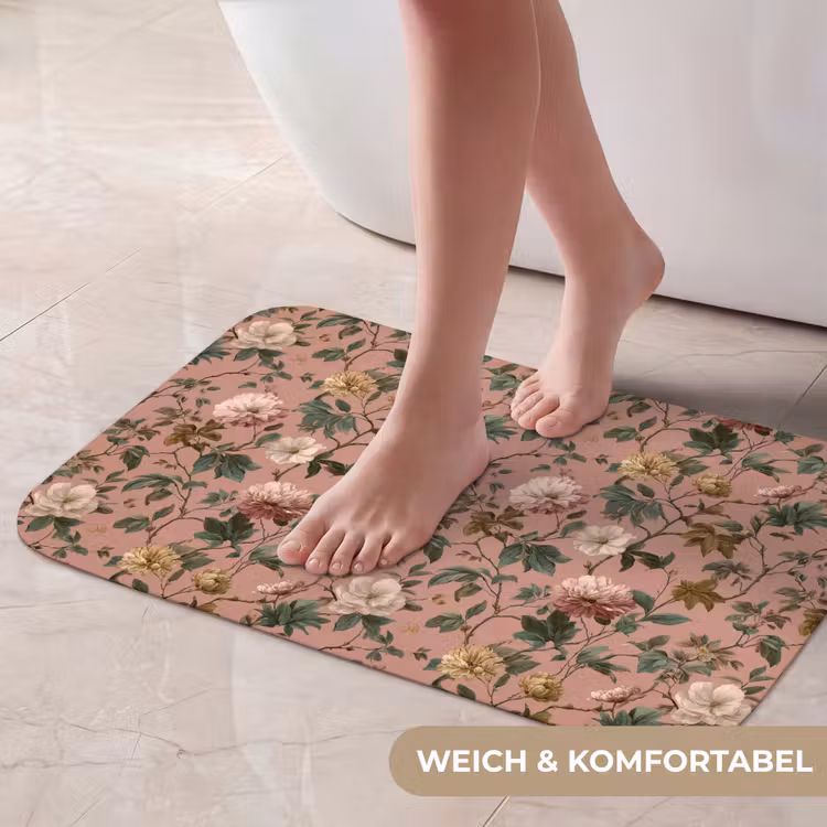 Badematte - Blumen - Klassisch - Rosa — 5