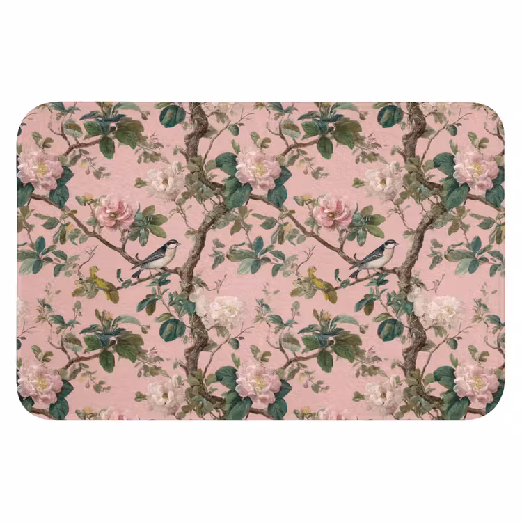 Badematte - Pfingstrosen - Botanisch - Vogel — 1