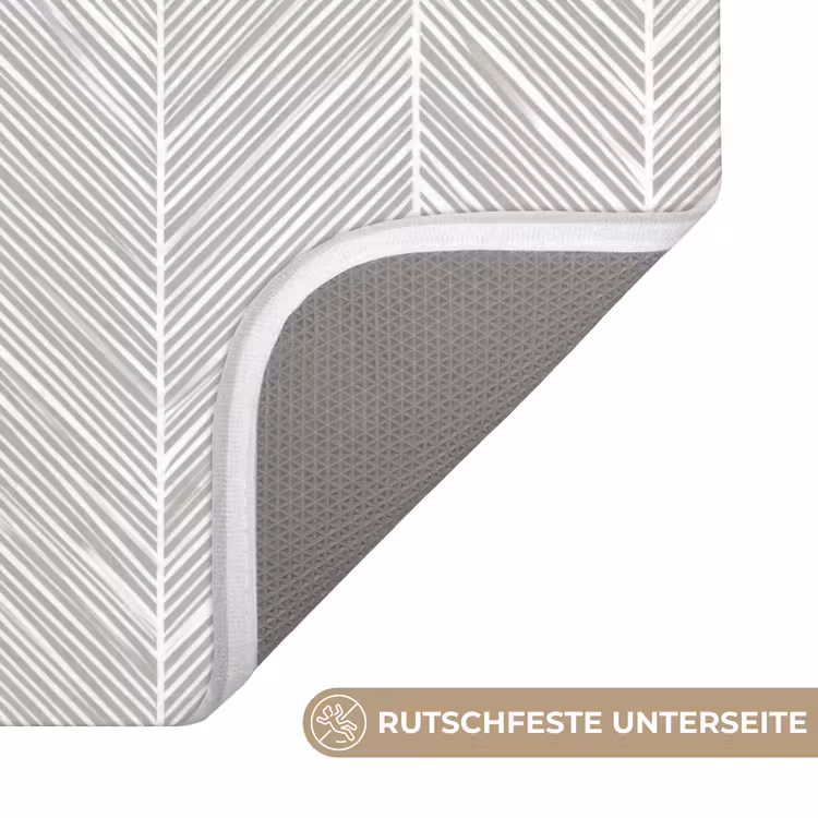 Badematte - Klassisch - Fischgrätenmuster - Grau — 3