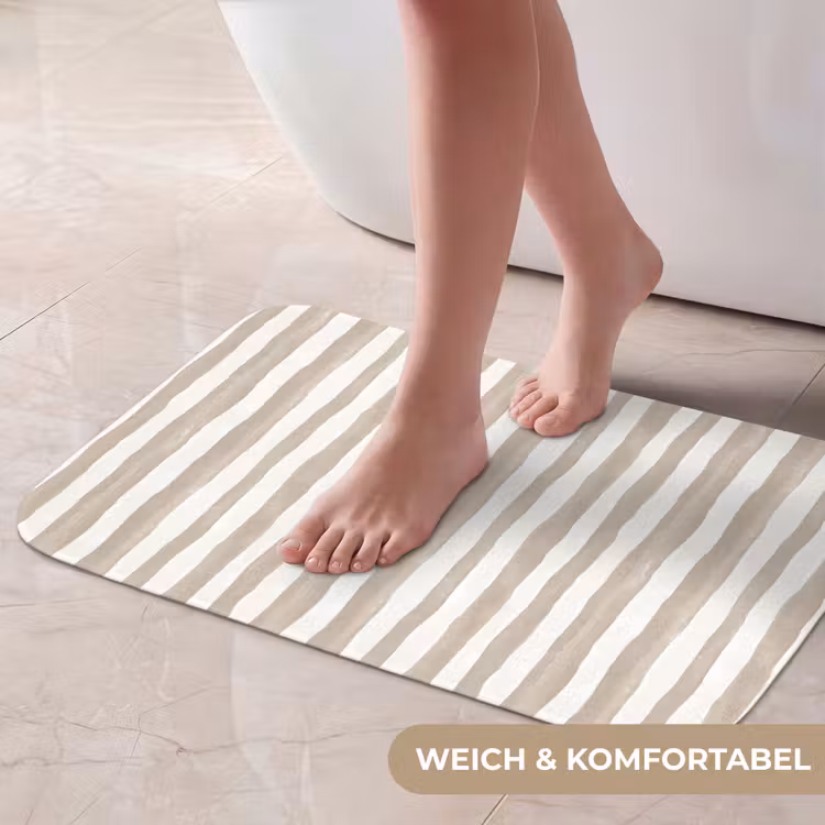 Badematte - Minimalistisch - Streifen - Beige — 5